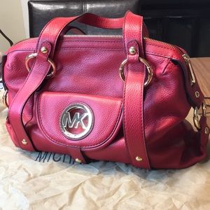 Michael Kors Red Leather Satchel